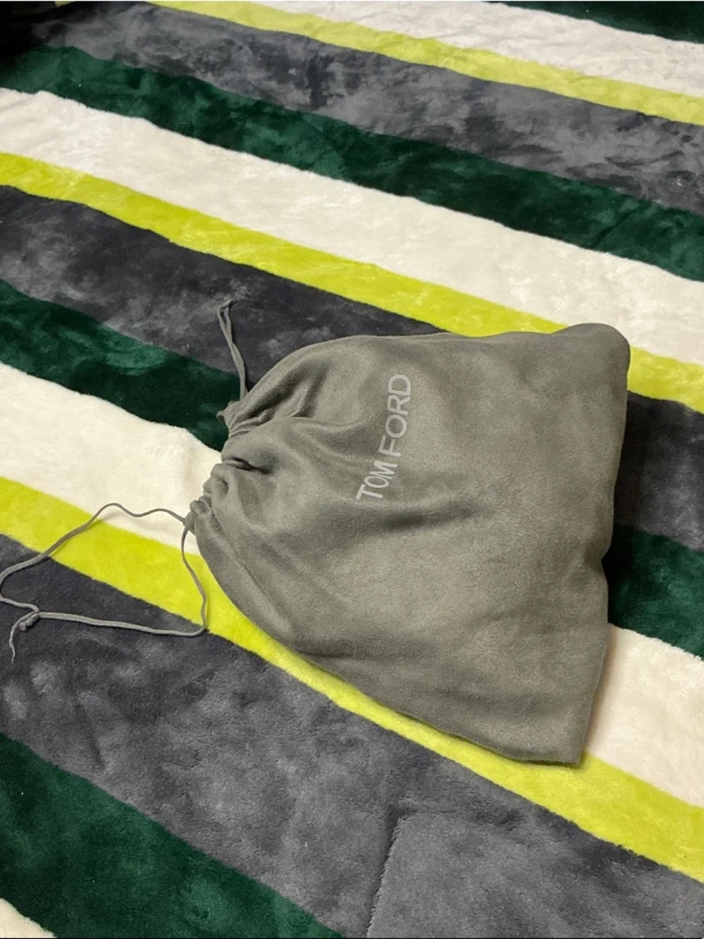 Tom Ford gray suede drawstring dust pouch